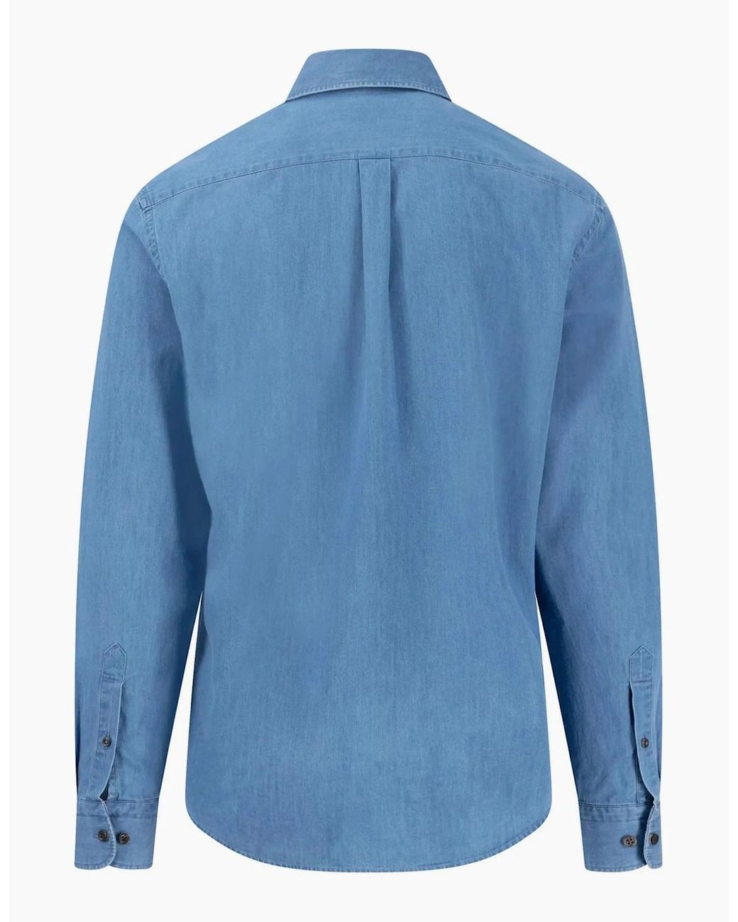 Fynch-Hatton Blue Fynch-Hatton Long Sleeved Denim Shirt Crystal for men