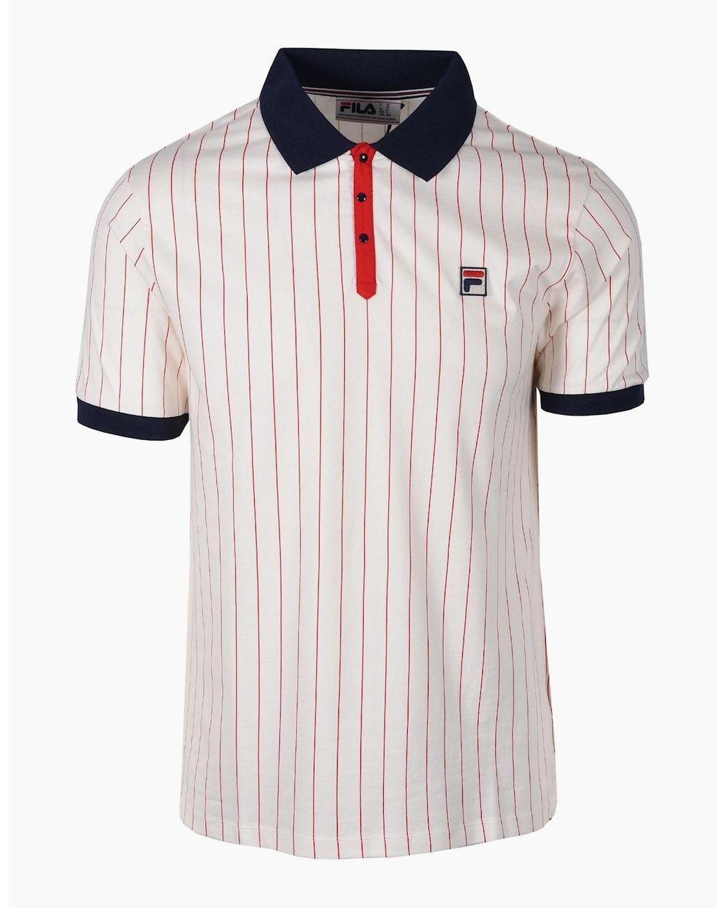 Fila White Vintage Classic Vintage Striped Polo Shirt Gardenia for men
