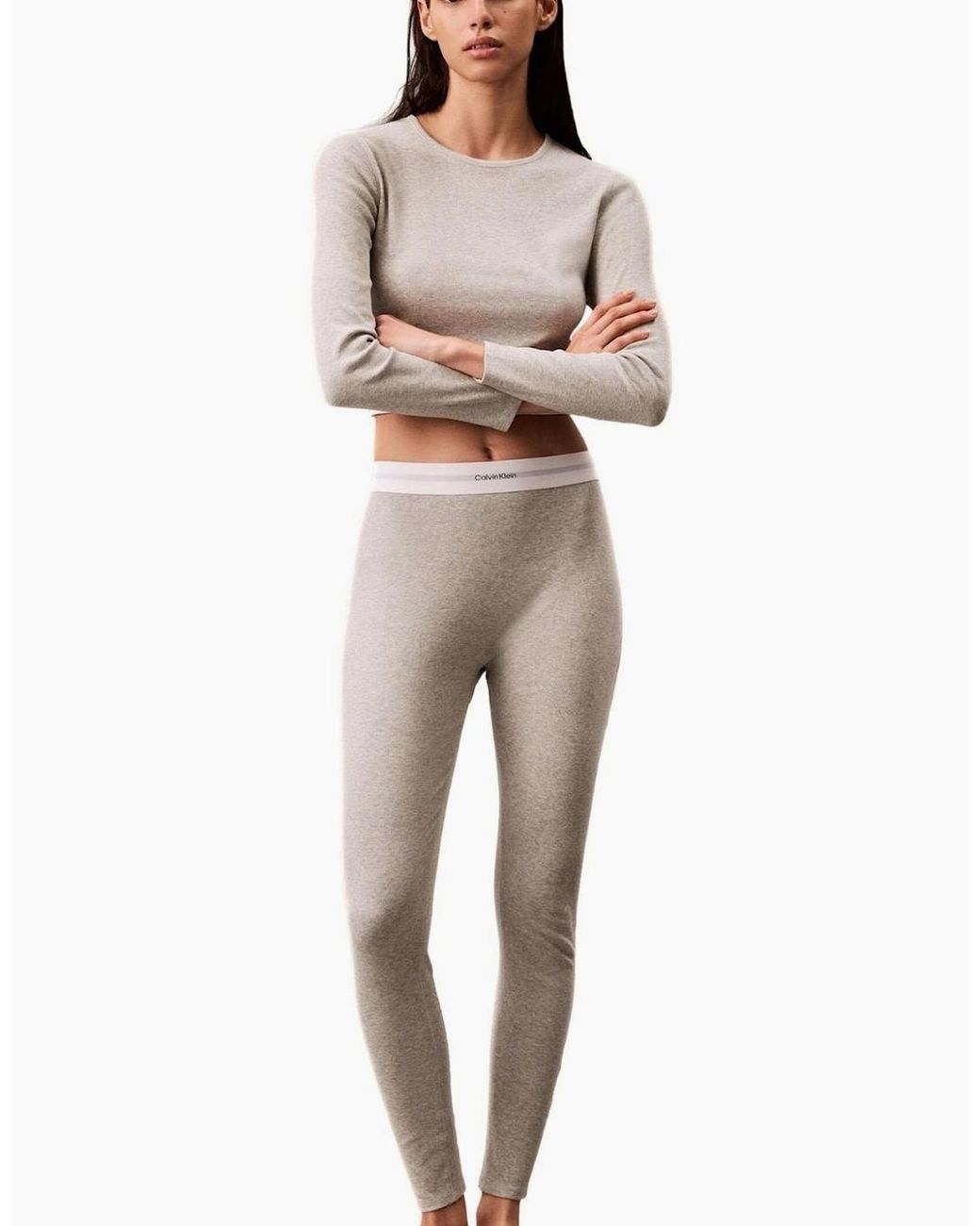 Calvin Klein Gray Modern Rib Leggings, Heather