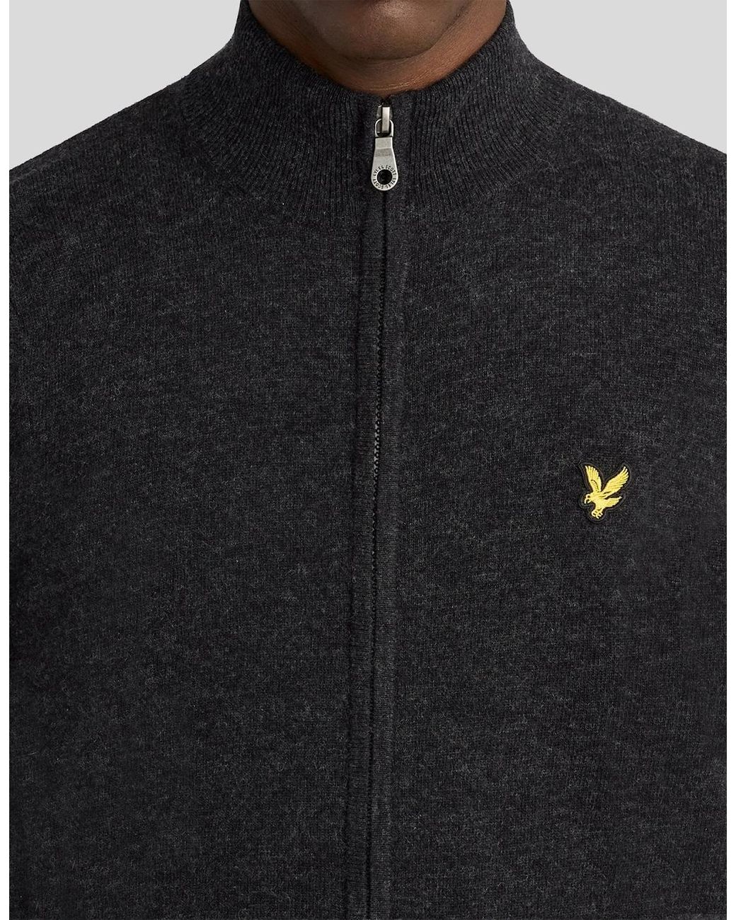 Lyle & Scott Black Lambswool Blend Zip Cardigan for men