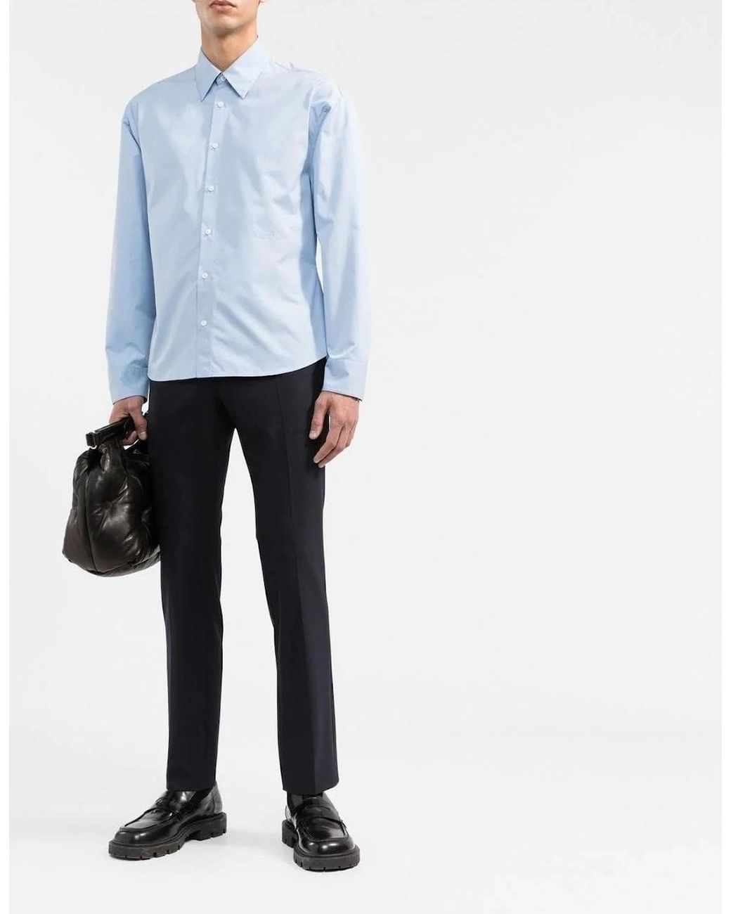 Valentino Blue Cotton Popeline Shirt for men