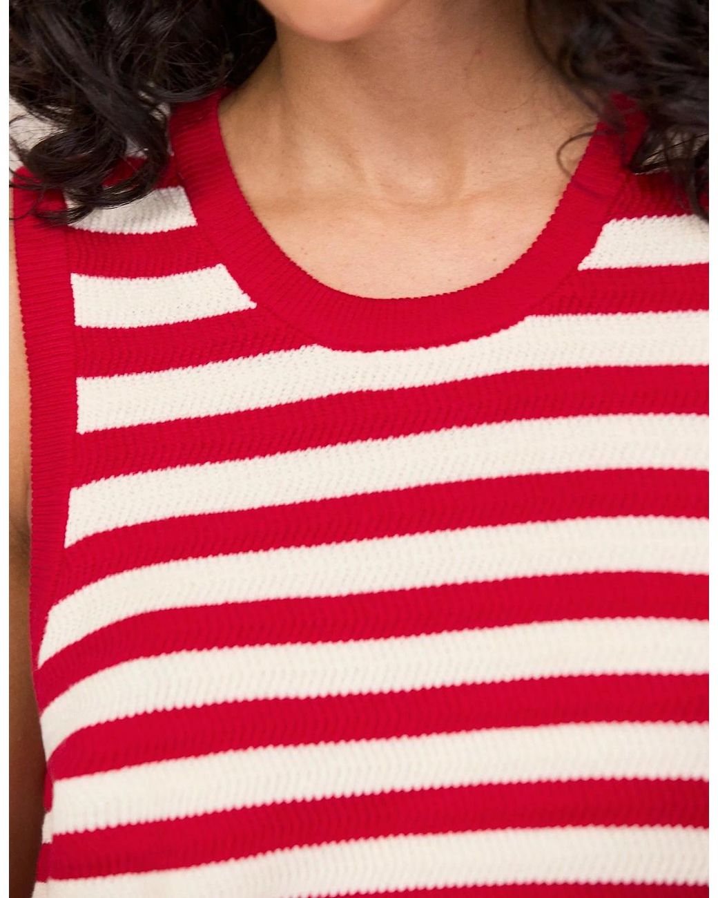 Ro&zo Red Stripe Cotton Knit Shell Top