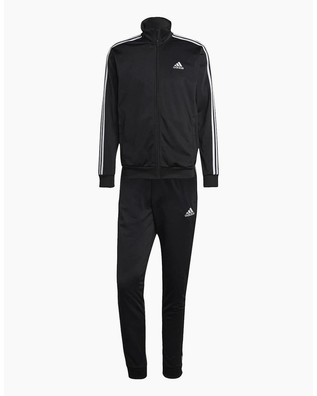 Adidas Black Basic 3 Stripes Tricot Tracksuit for men