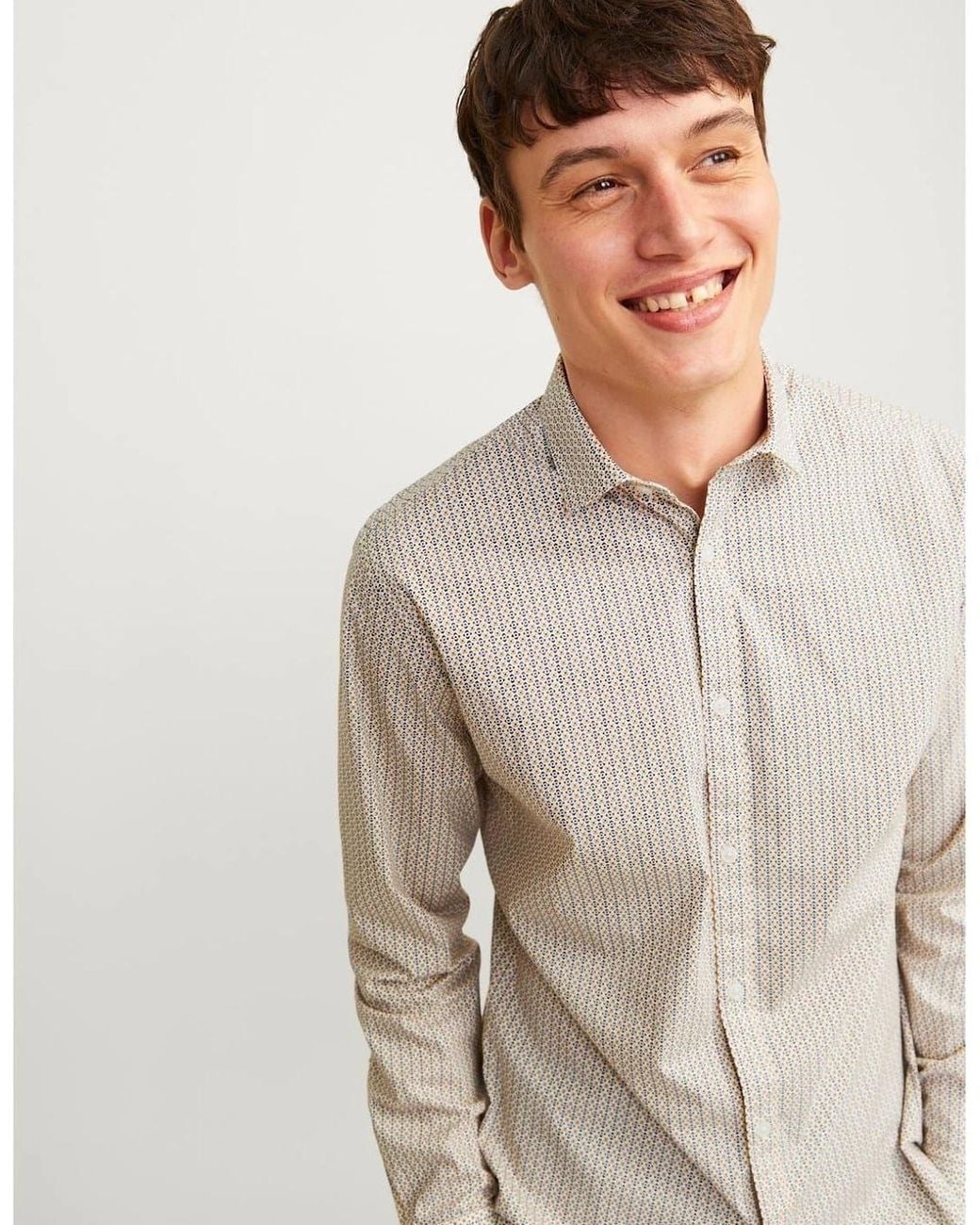 Jack & Jones White Slim Fit Long Sleeve Shirt for men