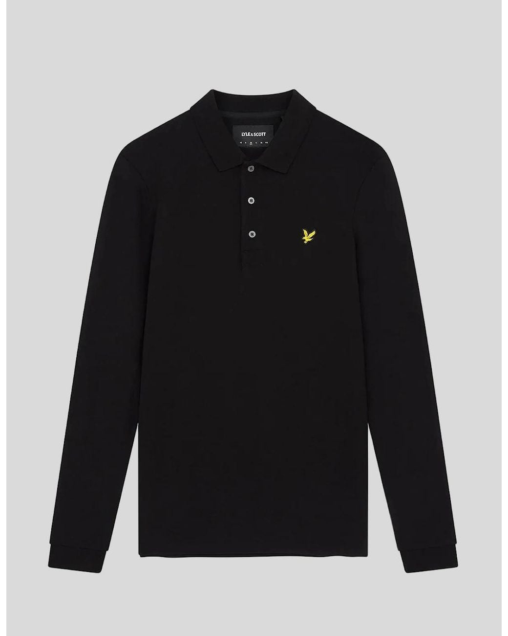 Lyle & Scott Black Long Sleeve Polo Shirt Plus for men
