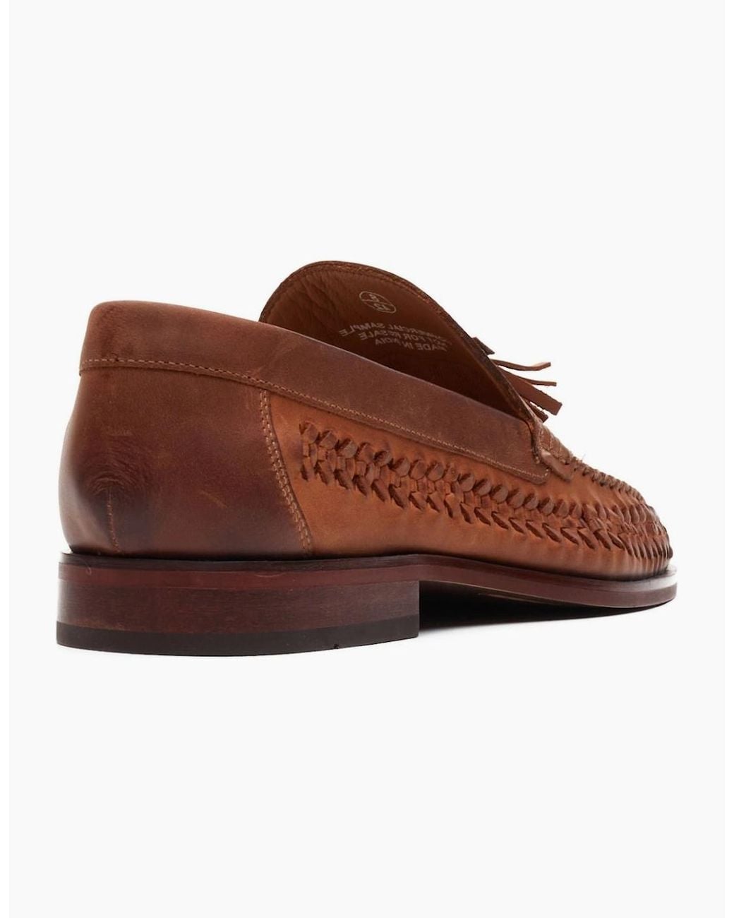 Base London Brown Bracken Leather Weave Loafers for men