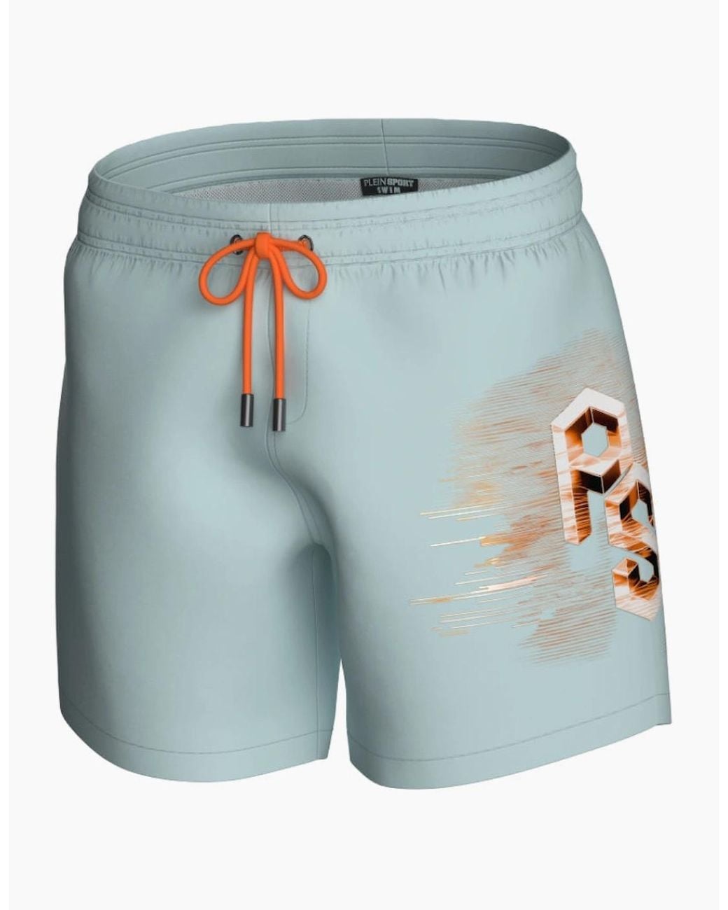 Philipp Plein Blue Plein Sport Metallic Logo Medium Boardshort Swim Shorts