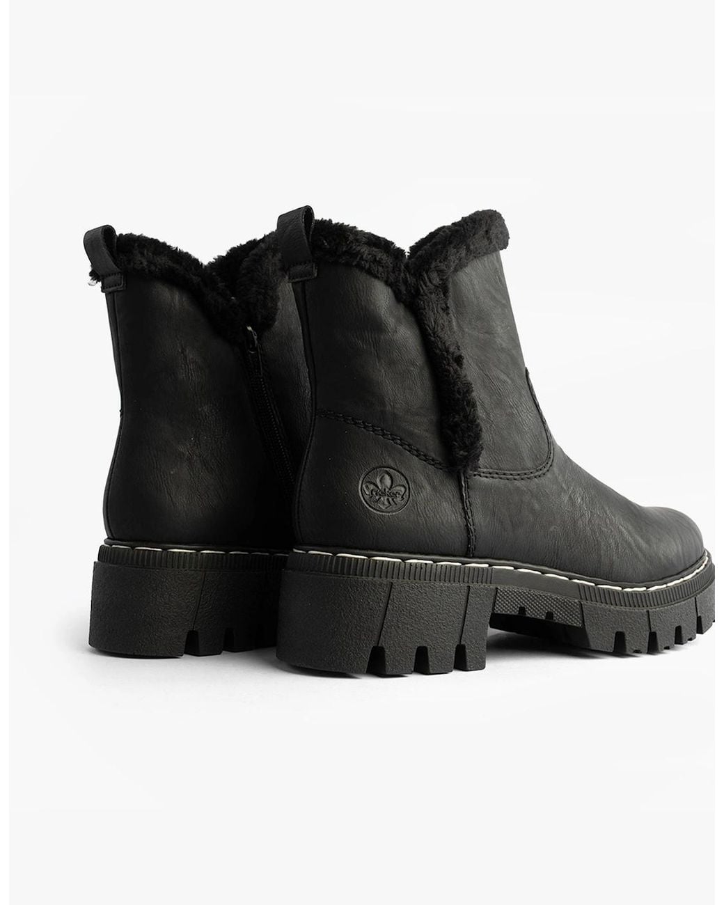 Rieker Black 74082-00 Flat Ankle Boots