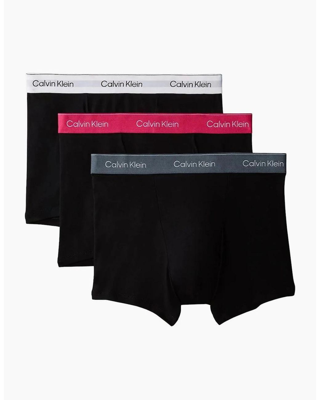 Calvin Klein Black 3-Pack Icon Cotton Stretch 'Relaxed Dart' Boxer Trunks, W/ /Sleet for men