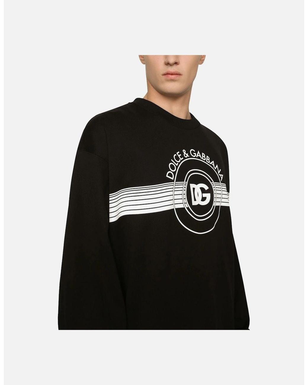 Dolce & Gabbana Black Jersey Dg Logo Print Sweatshirt for men