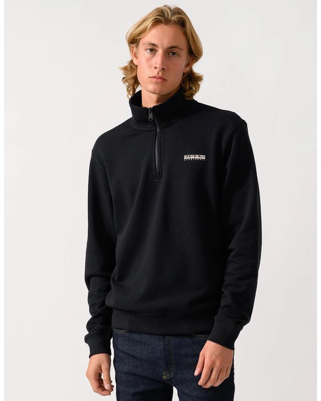 Napapijri Black Small Box Half Zip Sweatshirt for men