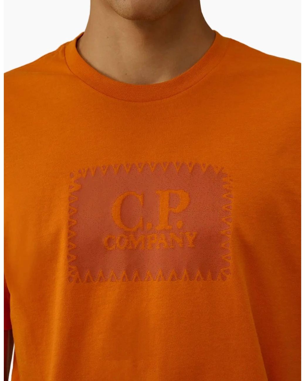 C P Company Orange Stamp Print T-Shirt for men