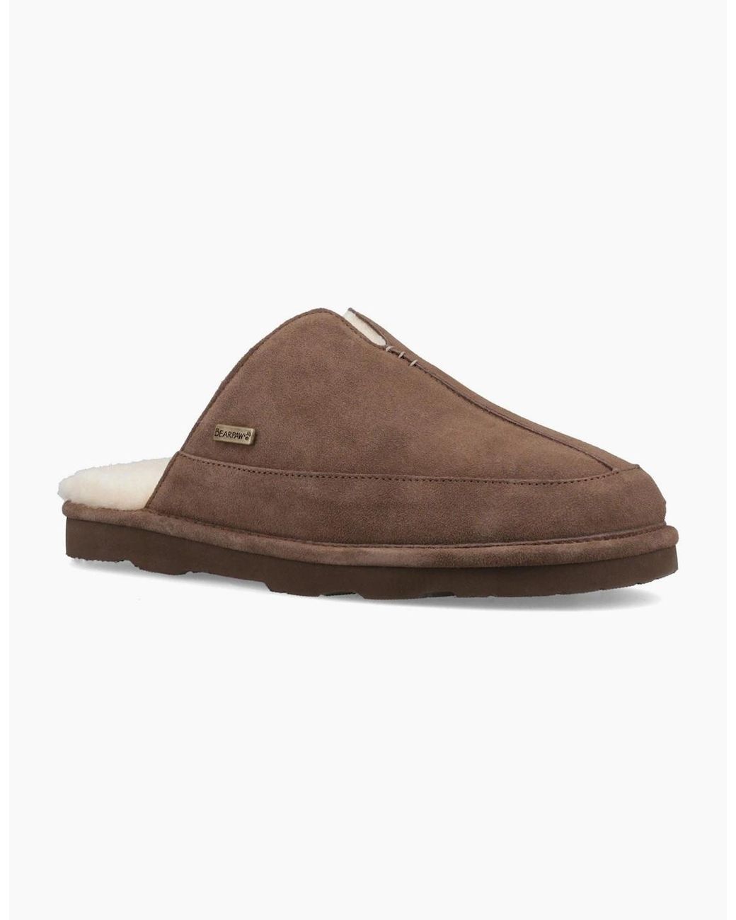 BEARPAW Brown Walker Suede Earth Slippers for men