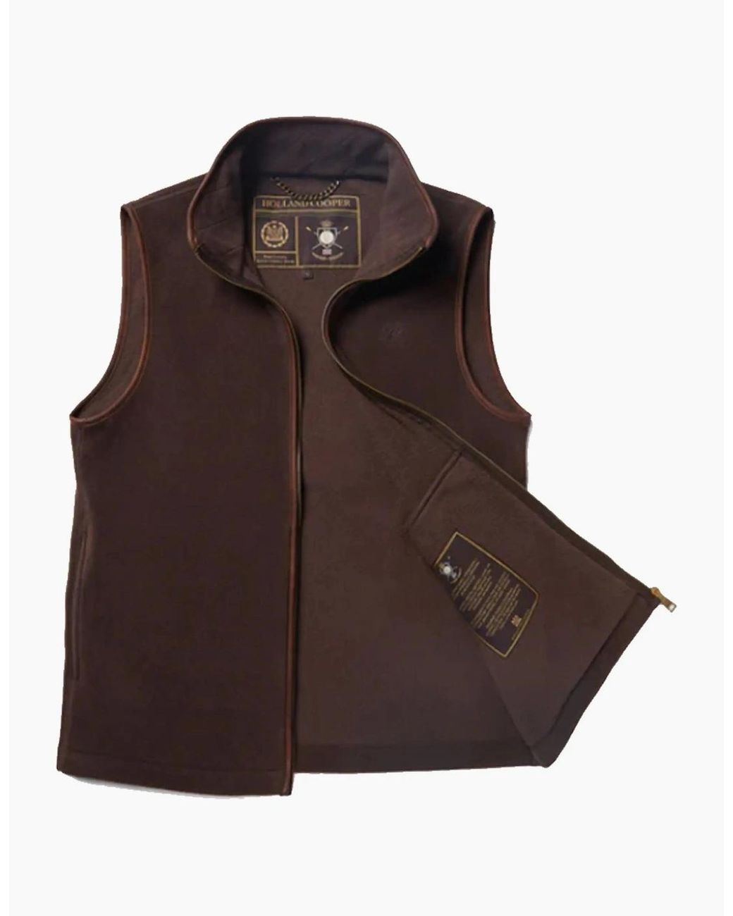 Holland Cooper Brown Country Fleece Gilet Chocolate for men