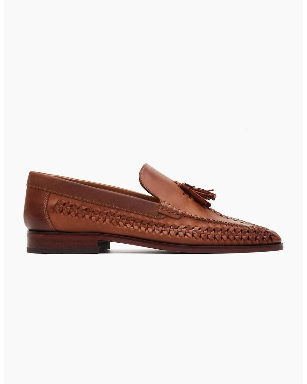Base London Brown Bracken Leather Weave Loafers for men