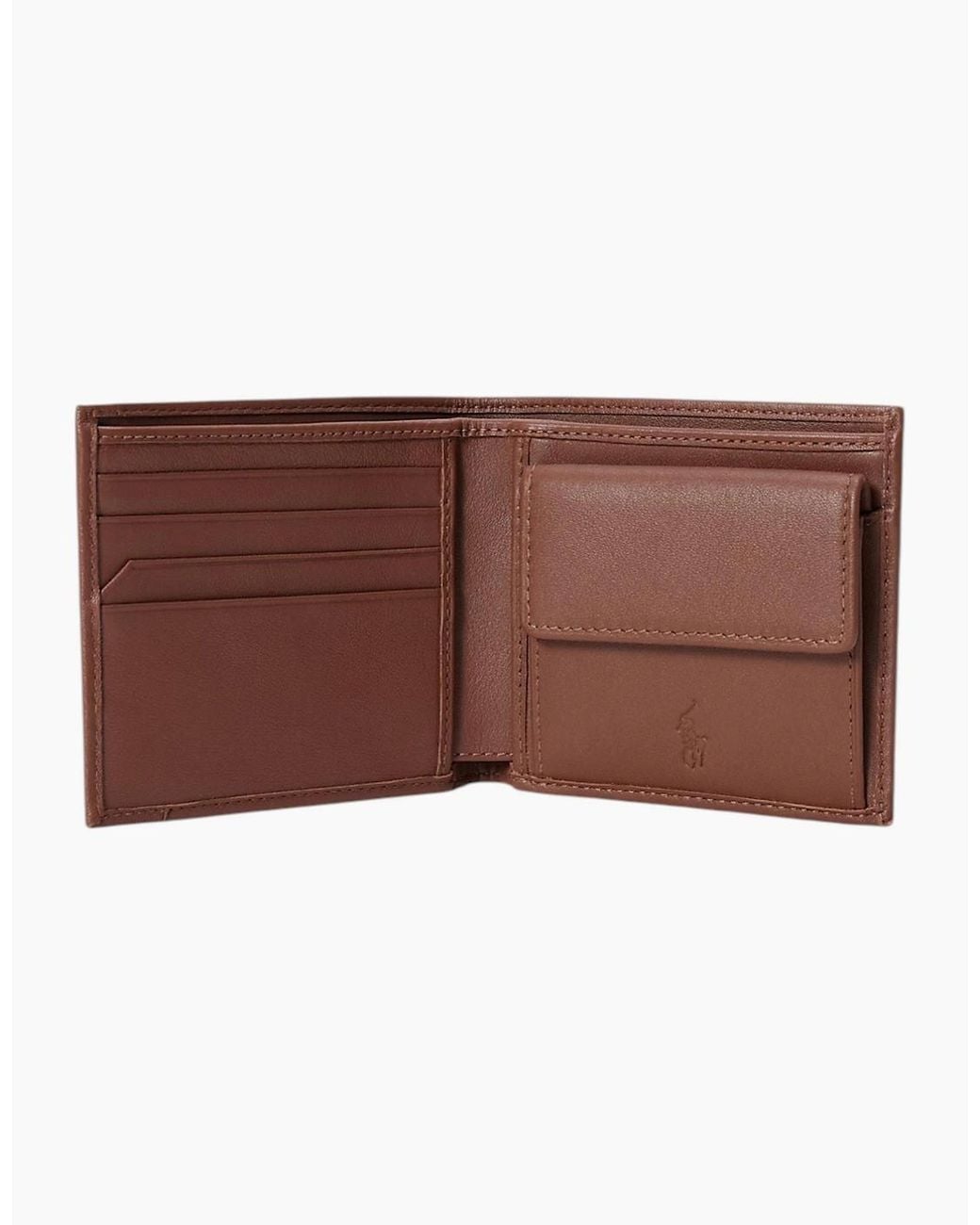 Polo Ralph Lauren Brown Ralph Lauren Genuine Leather Wallet M Polo Billfold Credit Card Holder for men