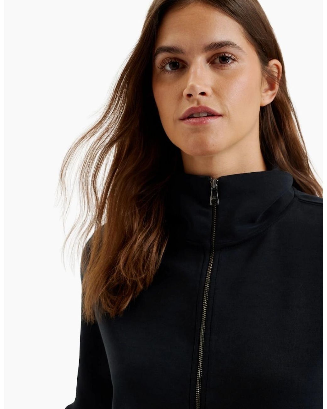 Ted Baker Black Arorha Cupro Zip Through Funnel Neck