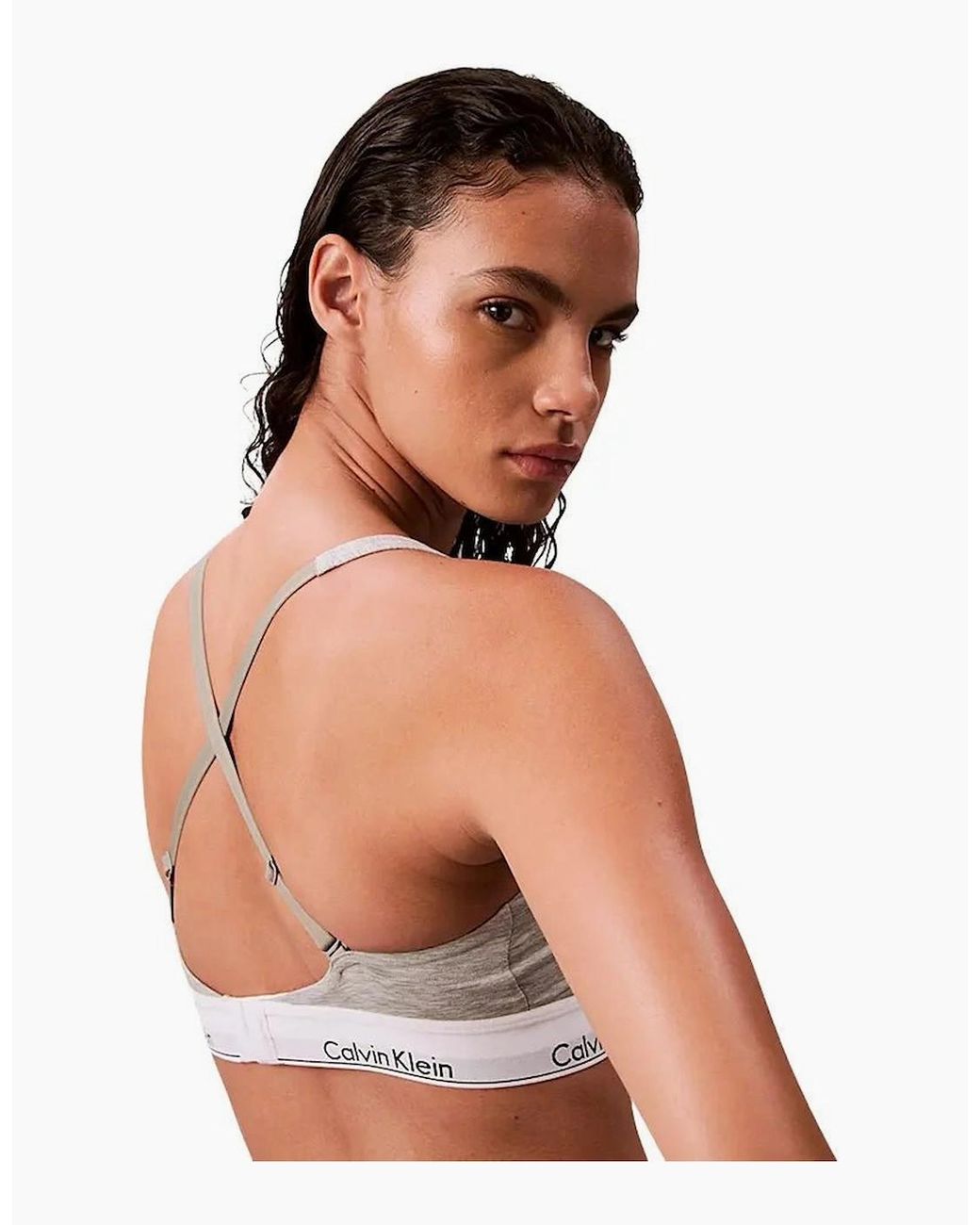 Calvin Klein White Icon Cotton Modal Lightly Lined Bralette, Heather