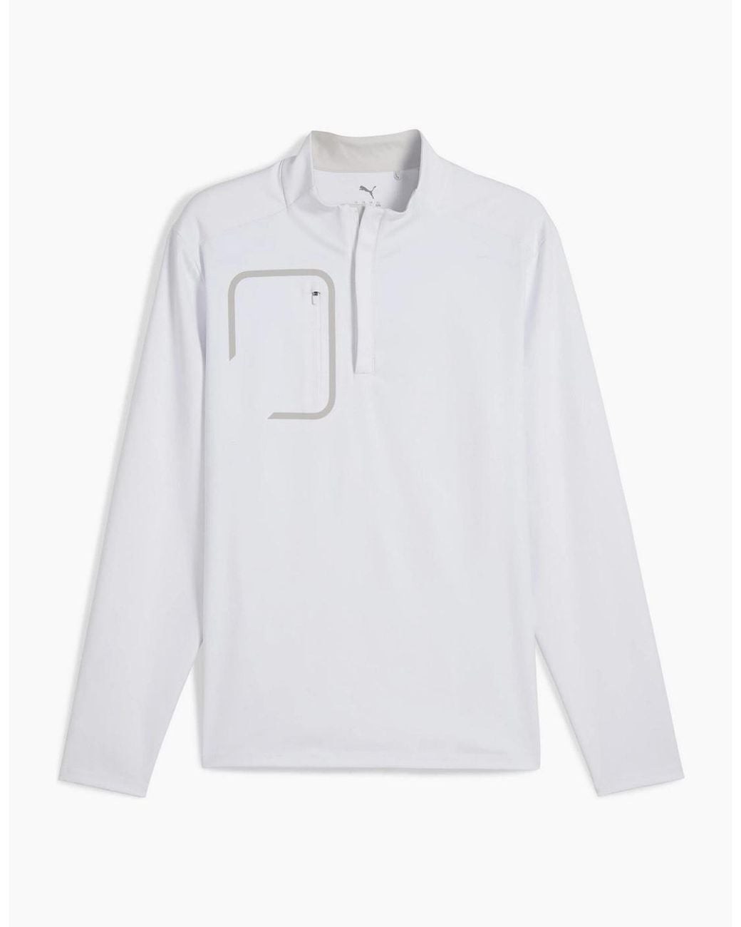 PUMA White Tech Chest Pocket Funnel Neck Long Sleeve Sweater for men