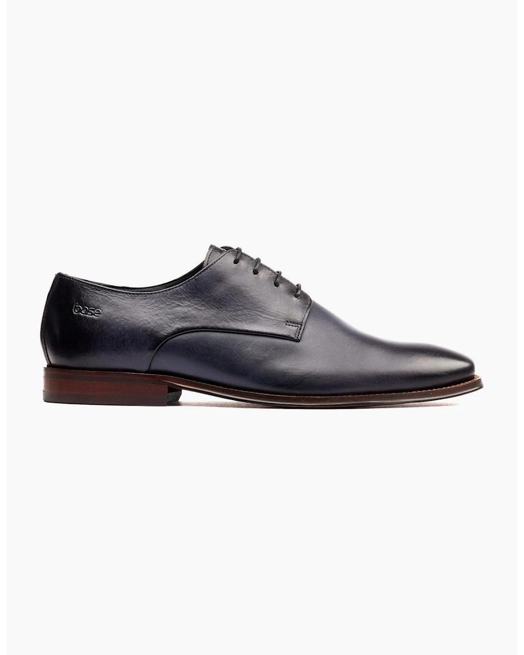 Base London Black Marley Plain Toe Derby Shoes for men
