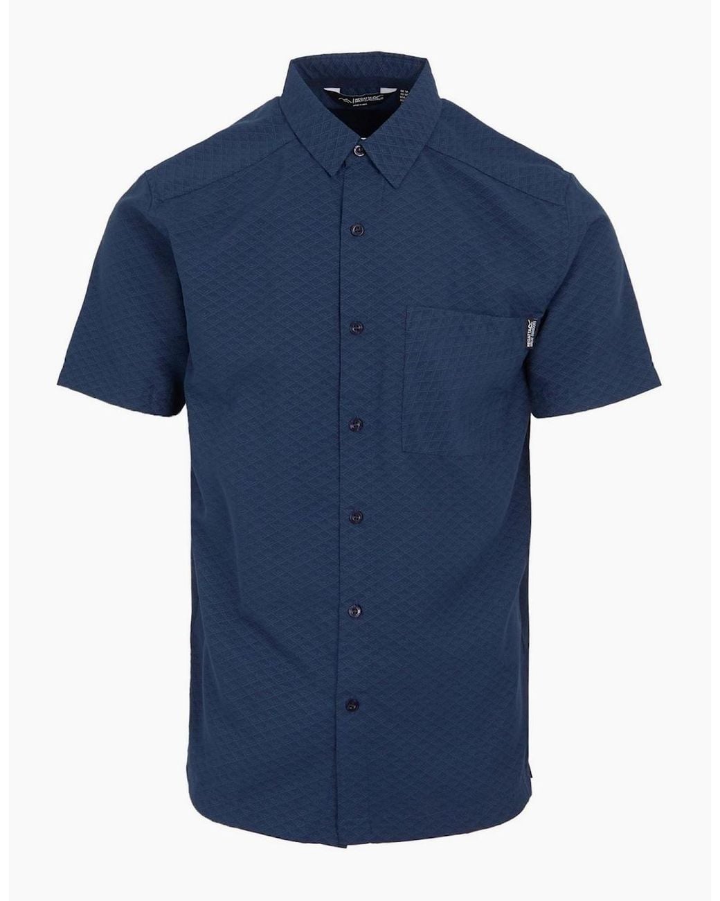 Regatta Blue Regular Fit Collared Neck Short Sleeve Shirt With Chest Pocket for men