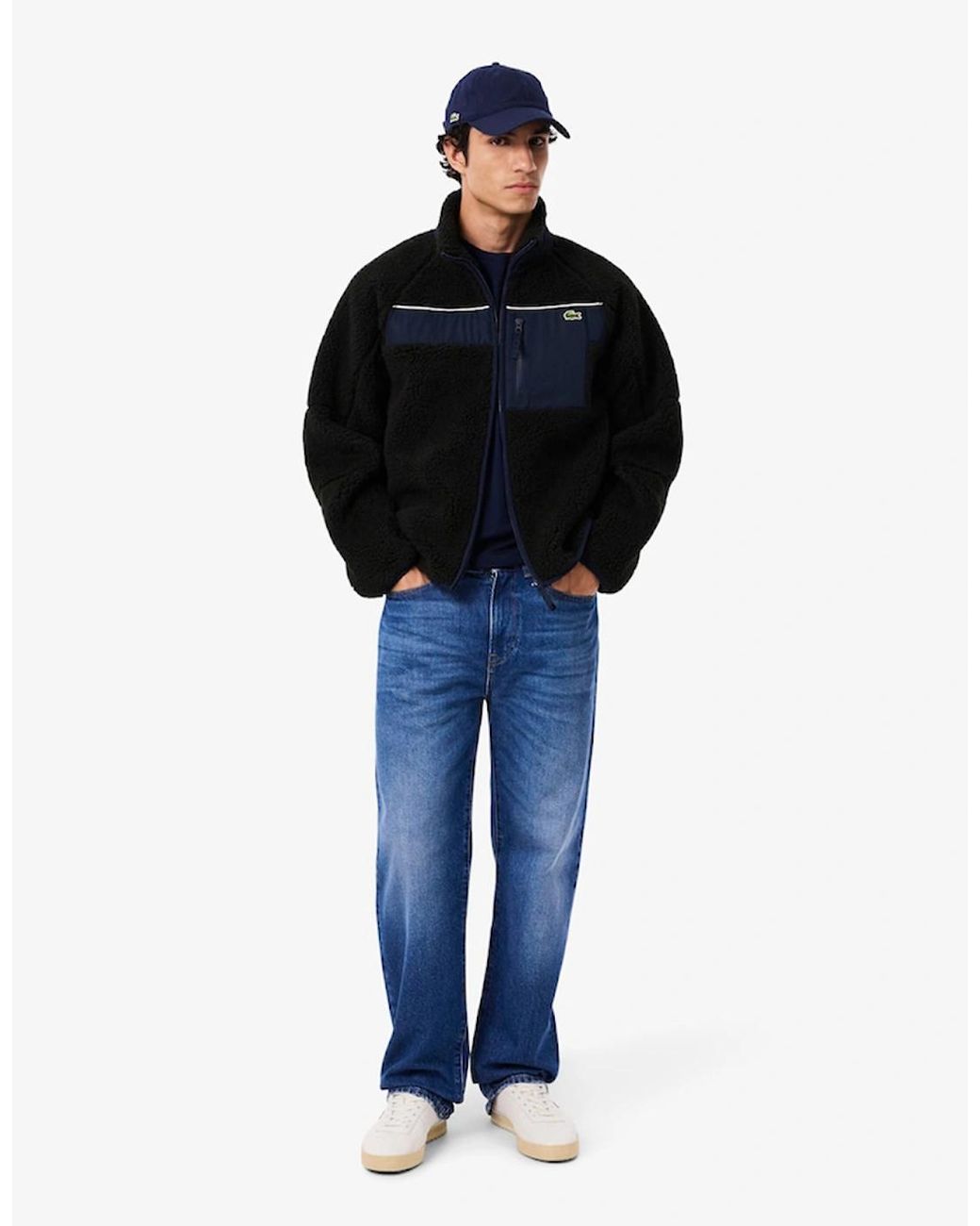 Lacoste Black Colour-Block Sherpa Fleece Jacket
