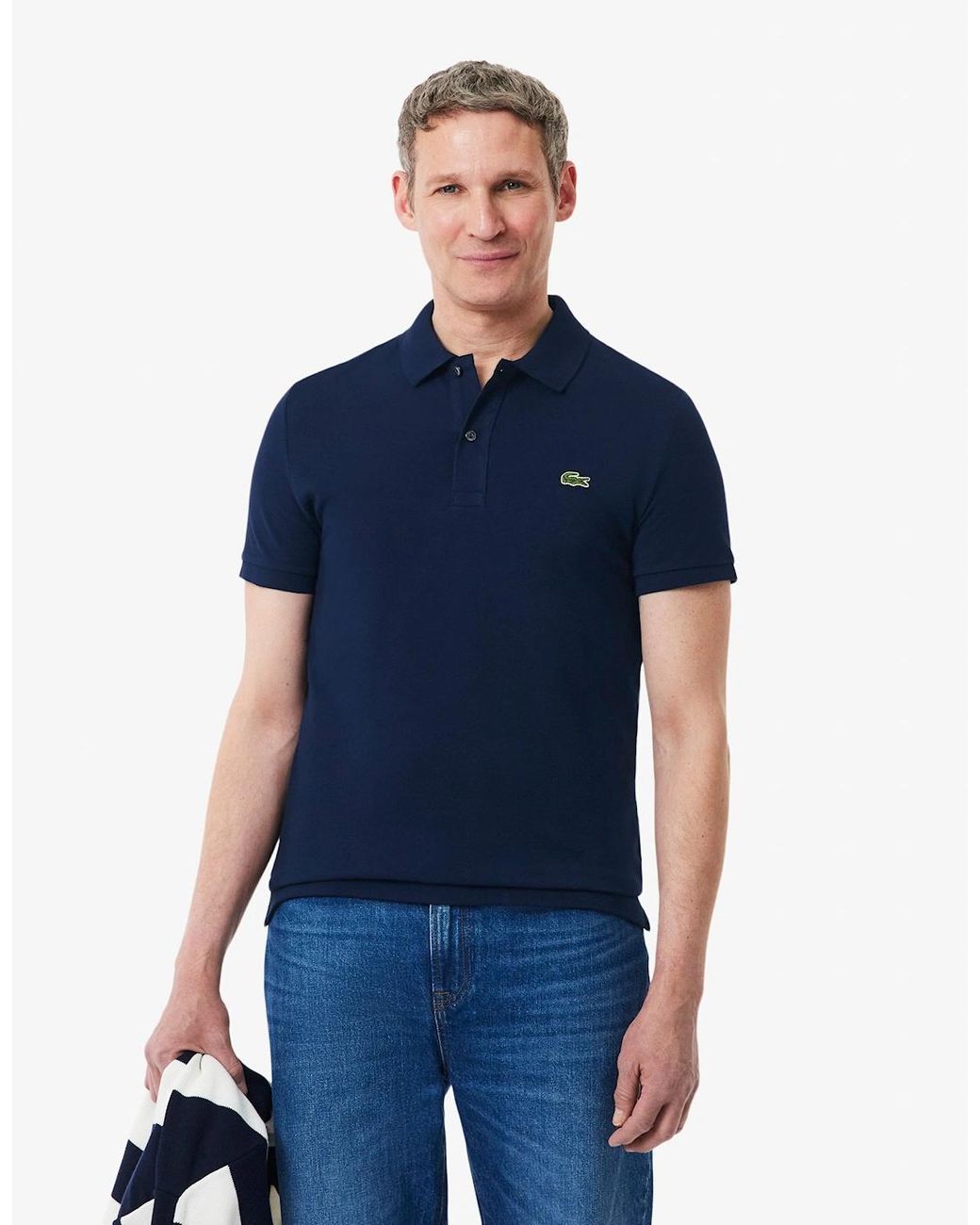 Lacoste Blue Original L.12.12 Slim Fit Petit Piqué Cotton Polo Shirt for men