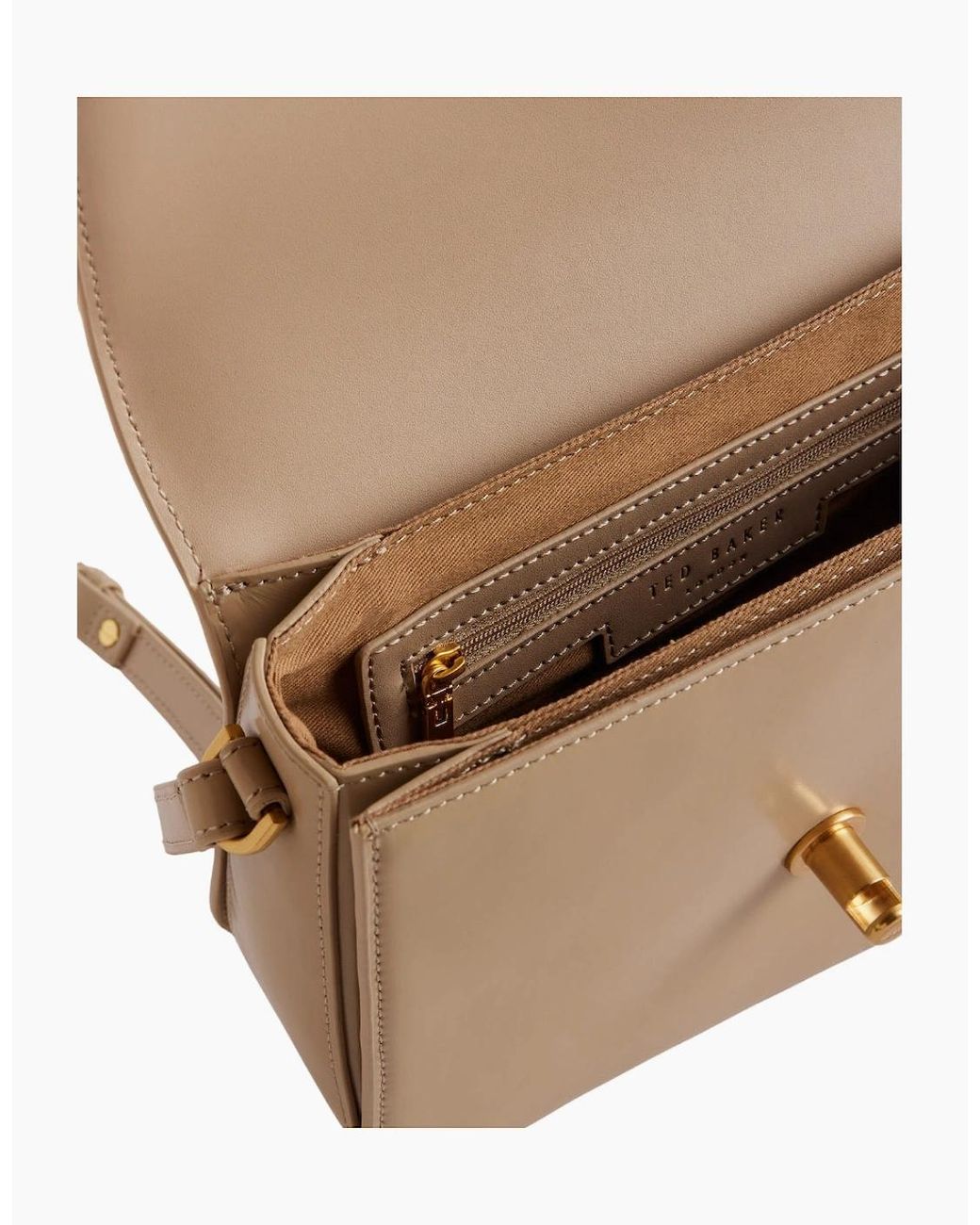 Ted Baker Natural Kkayli Polished Leather Taupe Satchel Bag