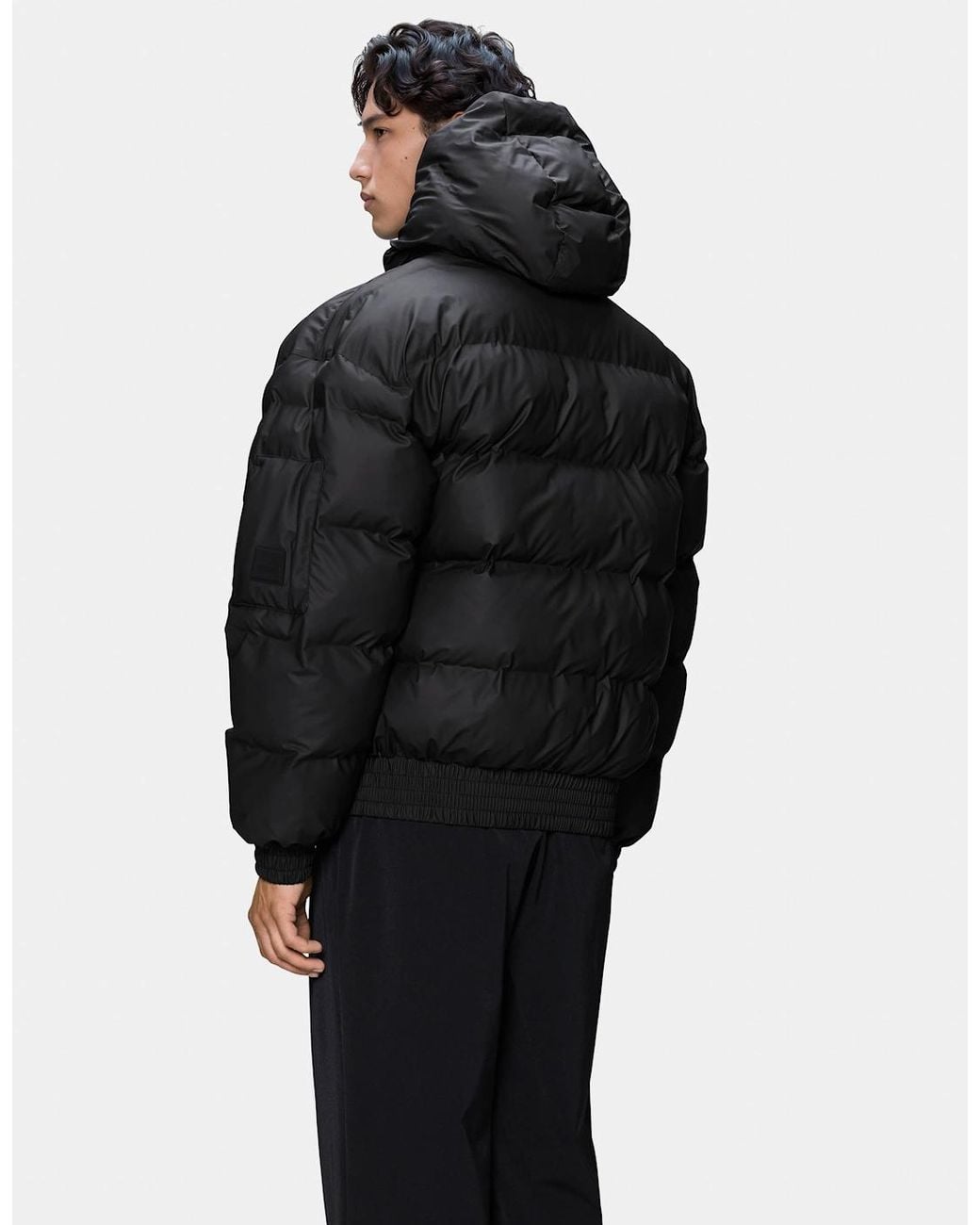 Rains Black Alta Bomber Puffer Jacket