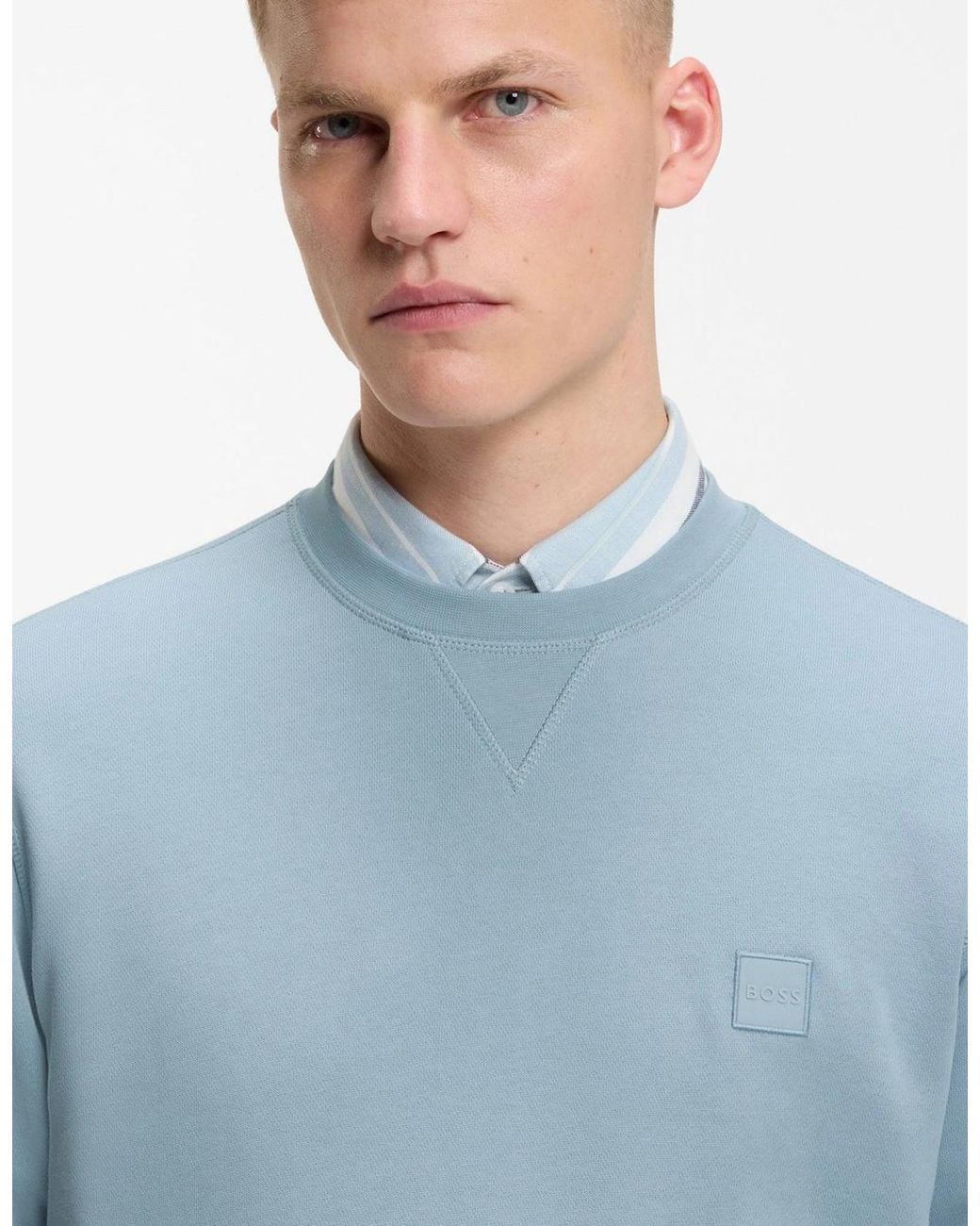Boss Blue Boss Westart Crew Neck Sweatshirt With Logo Patch for men