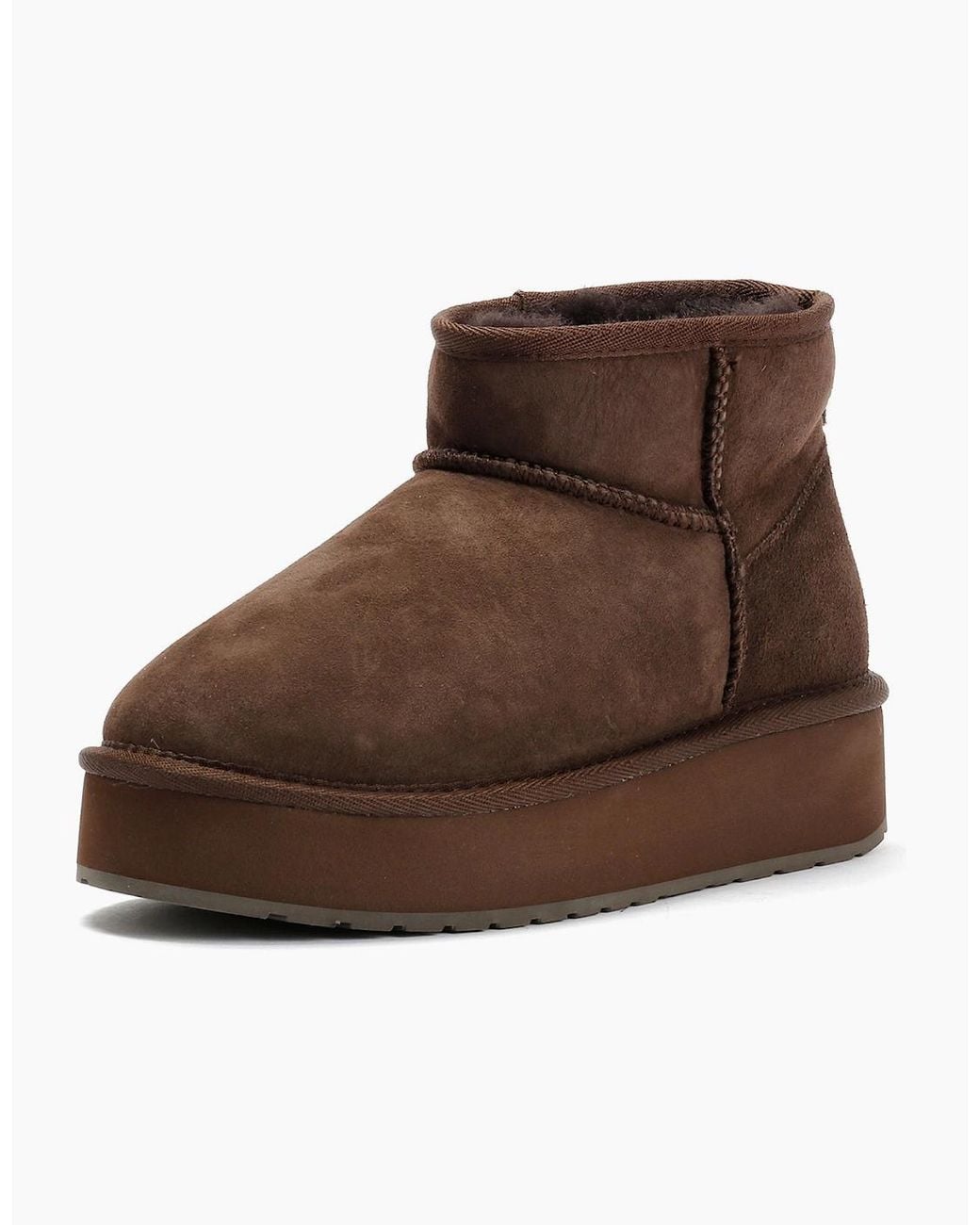 EMU Brown Australia Stinger Micro Flatform 2.0 Sheepskin Chocolate Boots