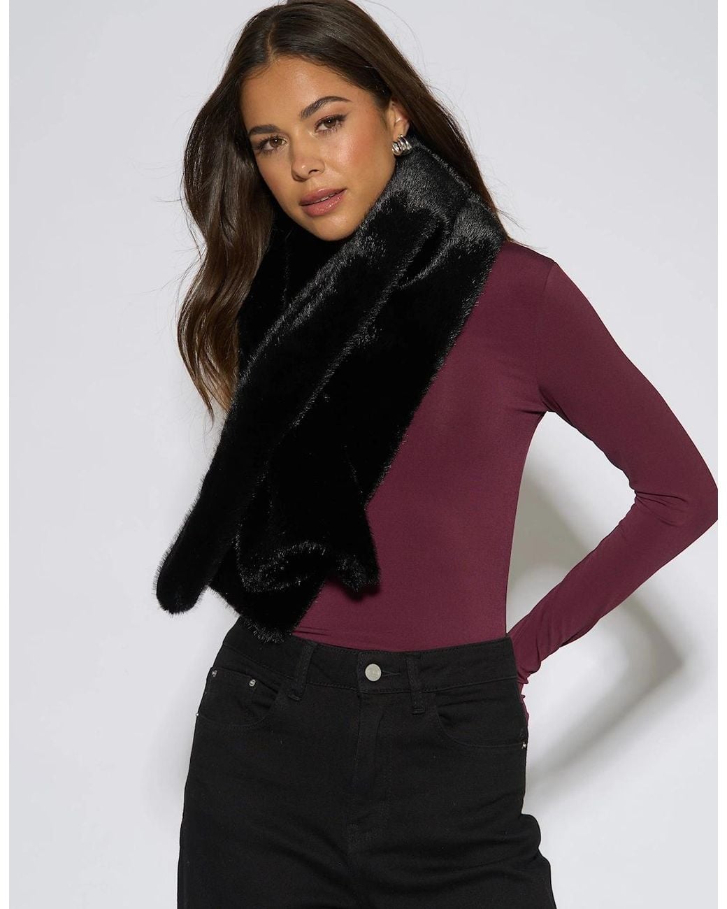 Gini London Brown Faux Fur Stole