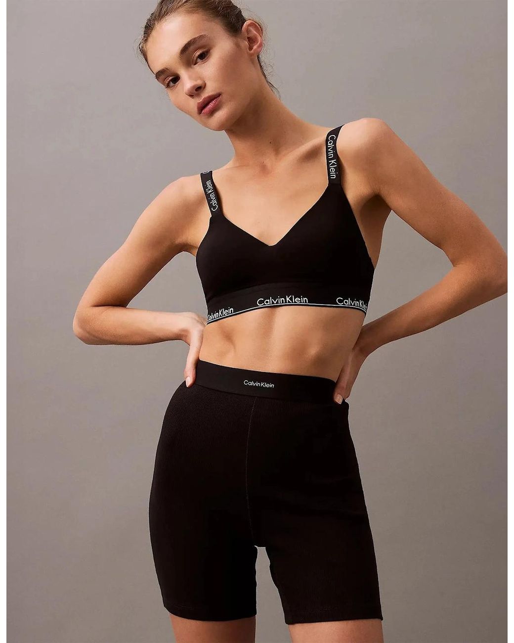 Calvin Klein Black Cotton Stretch Rib Lounge Shorts