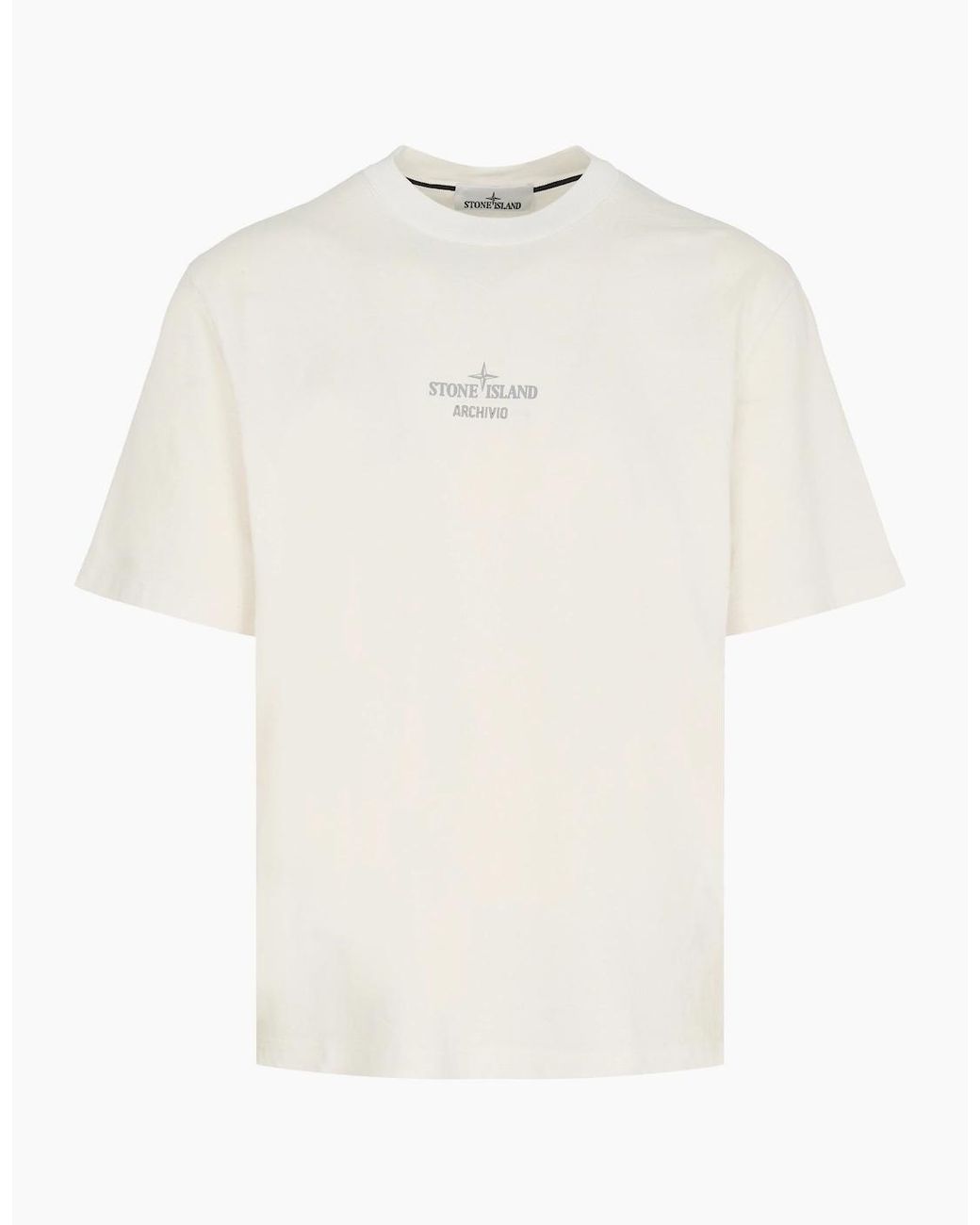 Stone Island White Branded 2100033 T-Shirt Cream for men