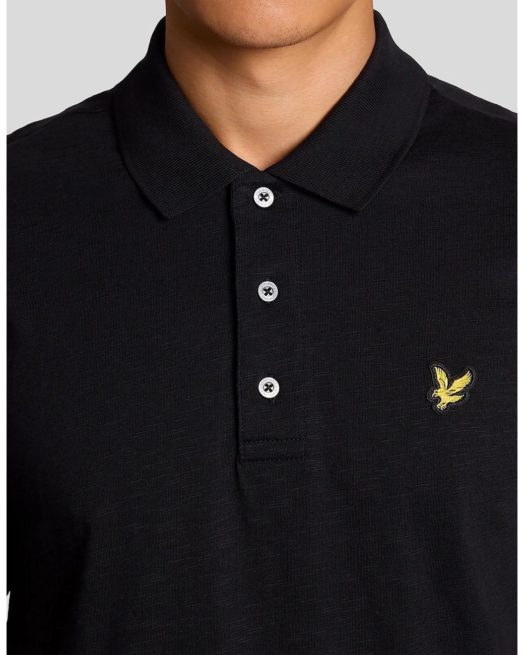 Lyle & Scott Black Fine Cotton Slub Polo Shirt for men