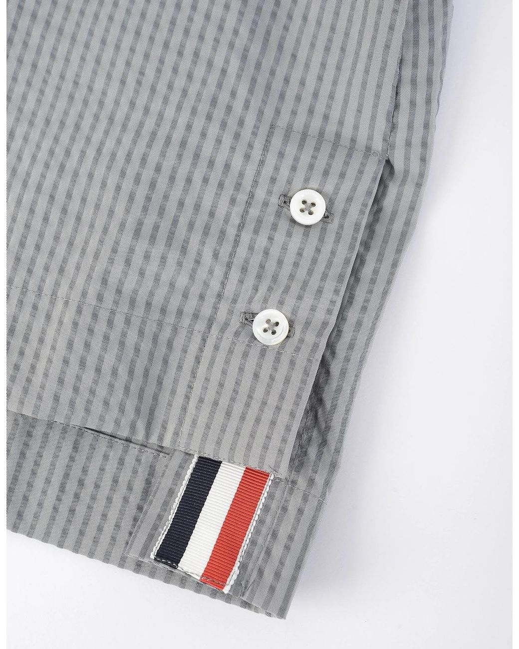 Thom Browne Gray Knit Collar Rugby Seersucker Shirt for men