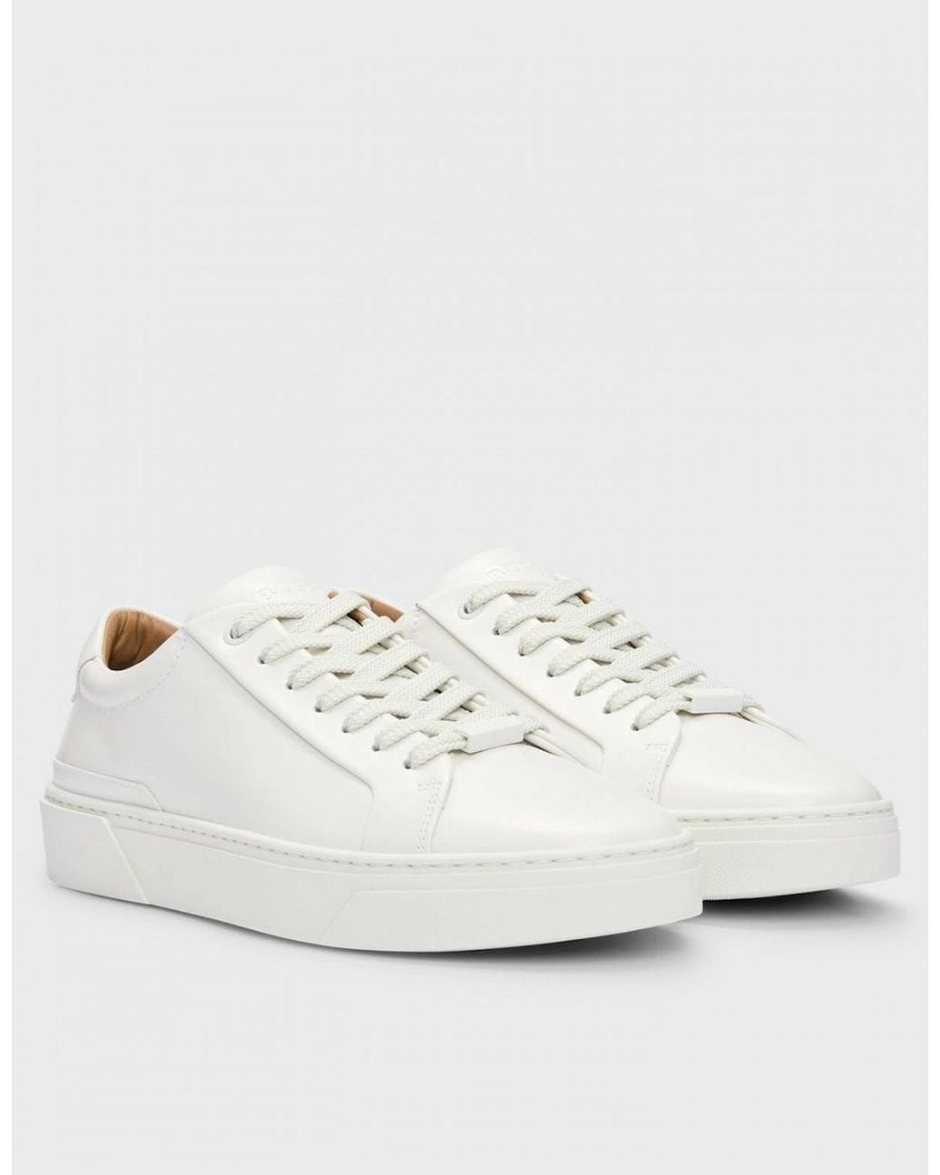 Boss White Boss Gary Tenn Leather Low-Top Trainers With Branded Lace Loop Nos for men