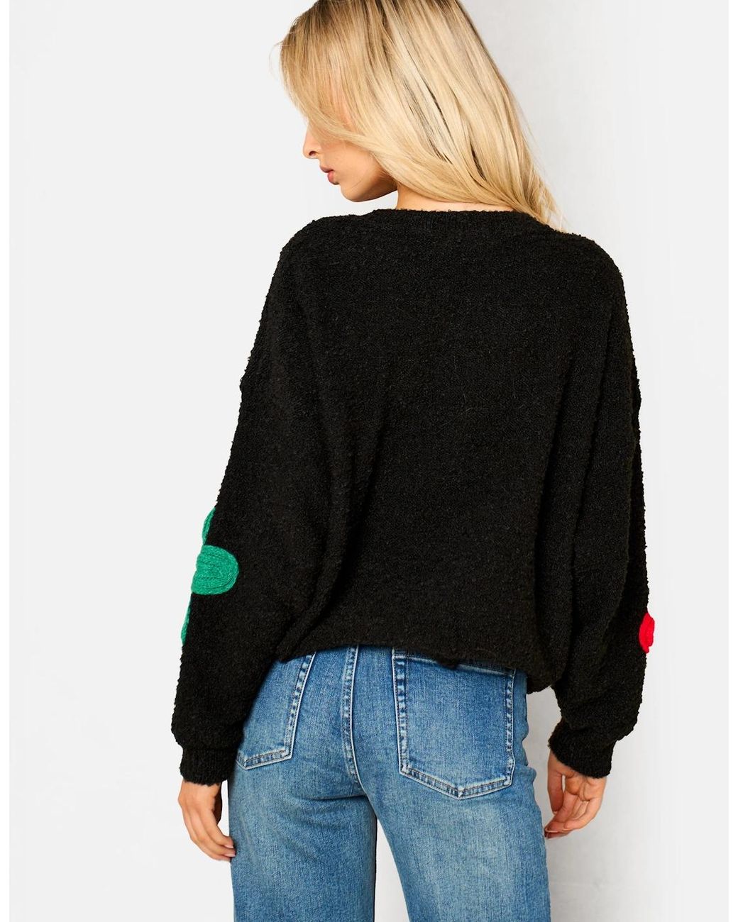 Gini London Blue 3D Flower Crochet Knitted Jumper