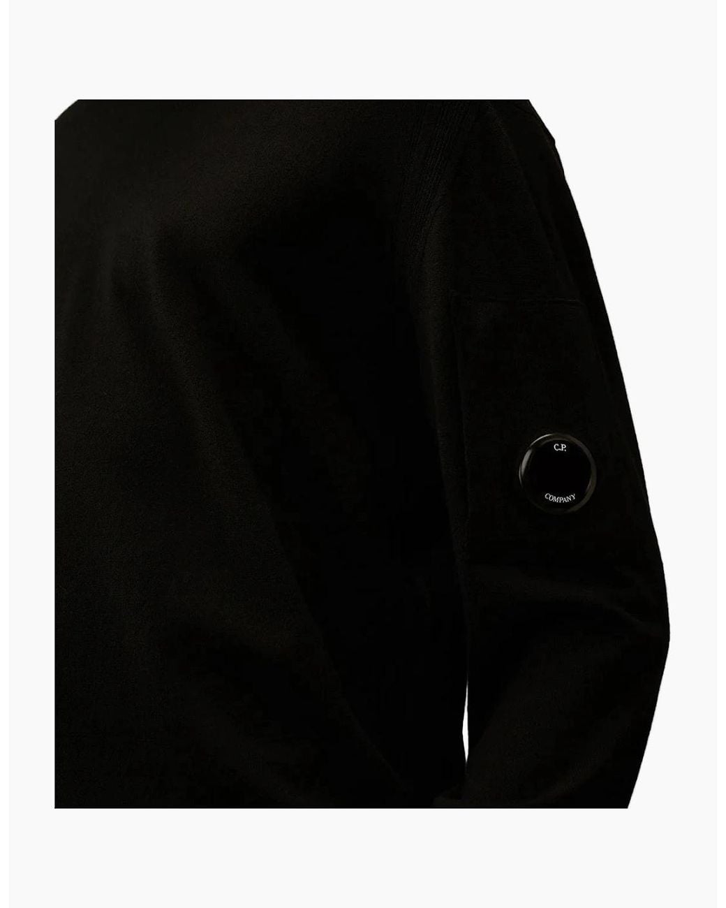 C P Company Black Extrafine Merino Wool Lens Knit for men