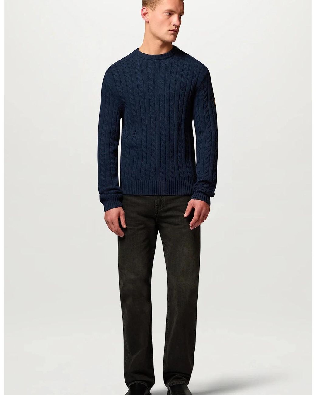 Belstaff Blue Westport Crewneck Sweater for men