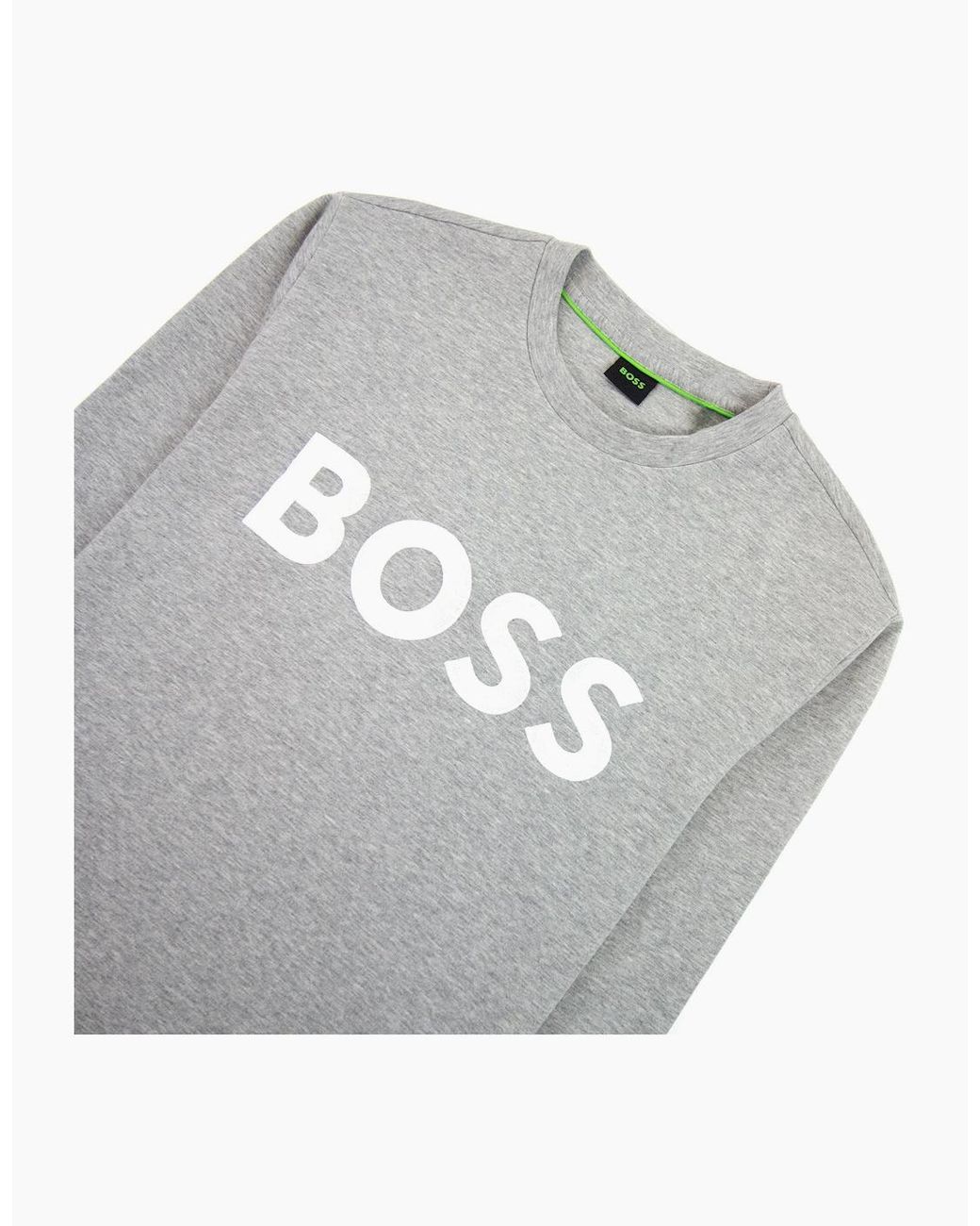 Boss Gray Salbo 1 Contrast Logo Relax Fit Sweatshirt 059 for men