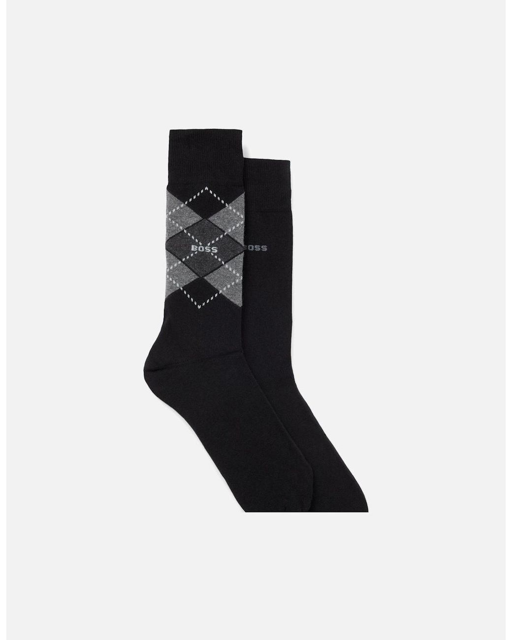 Boss Black Boss 2 Pack Combed Cotton Argyle Socks for men