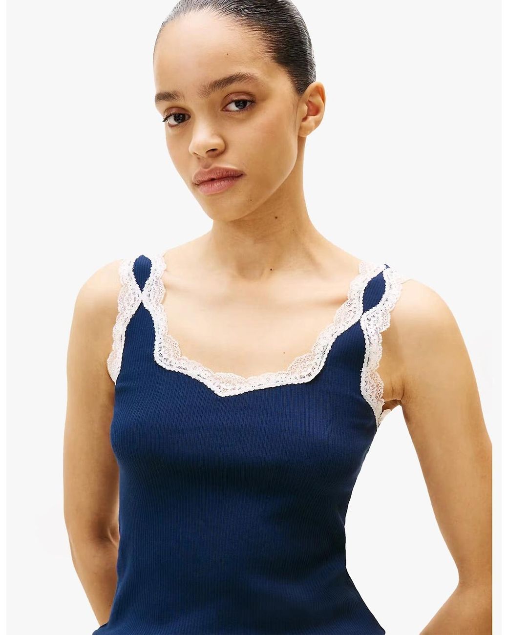 Tommy Hilfiger Blue Lace Cami Short Pj Set Dark Night