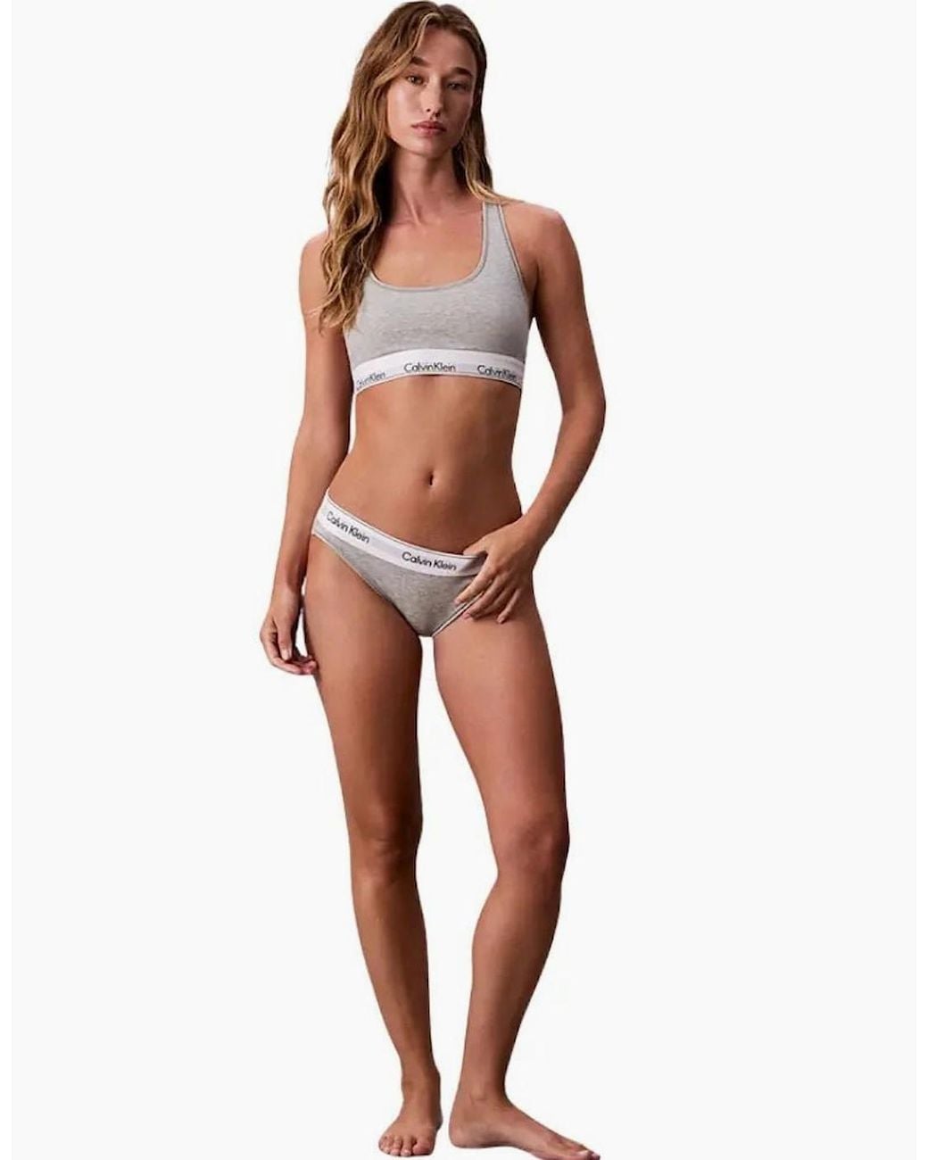 Calvin Klein White Icon Cotton Modal Unlined Bralette, Heather