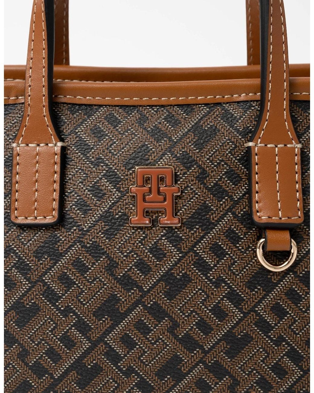 Tommy Hilfiger Brown Th Monoplay Mono Print Mini Tote Bag