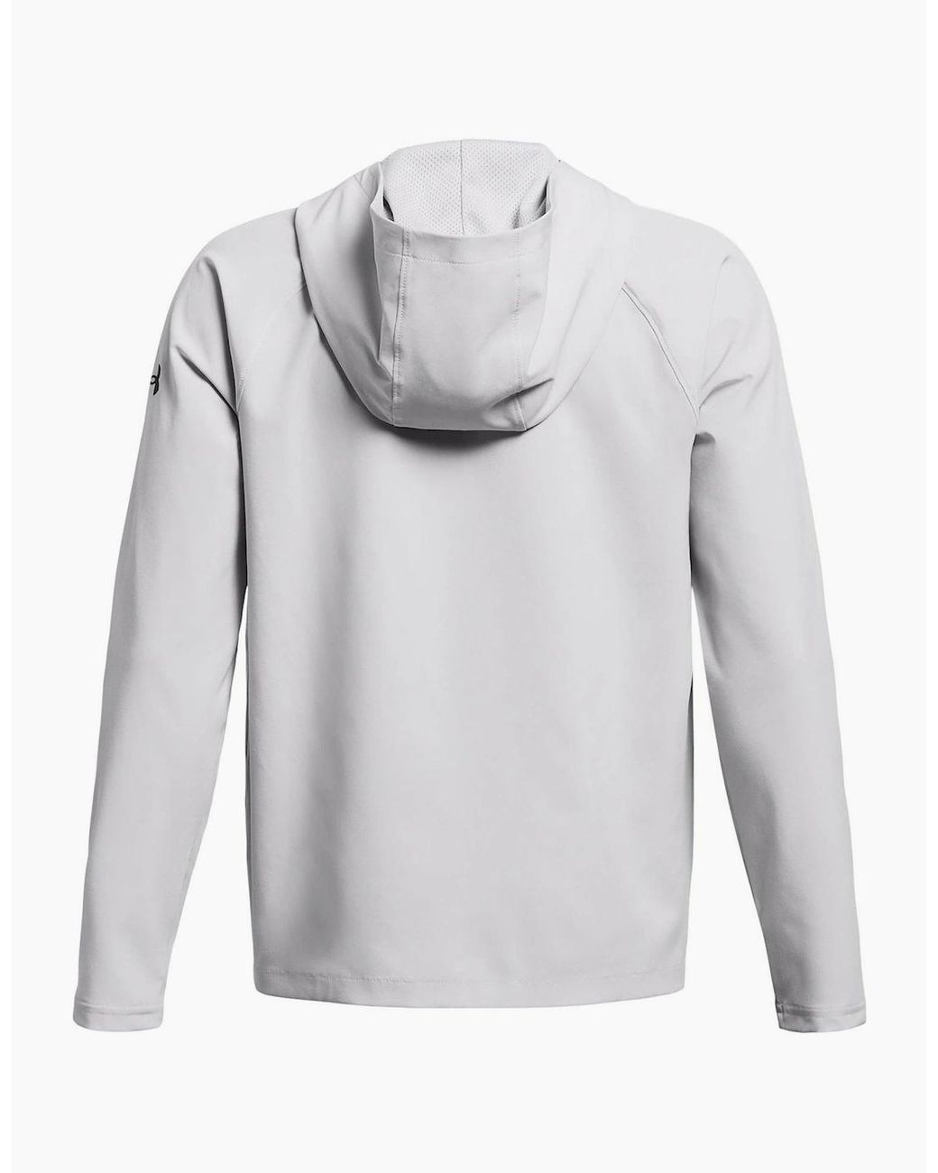 Under Armour White Solid Patterned Full Zipper Hooded Woven Cuff Jacket