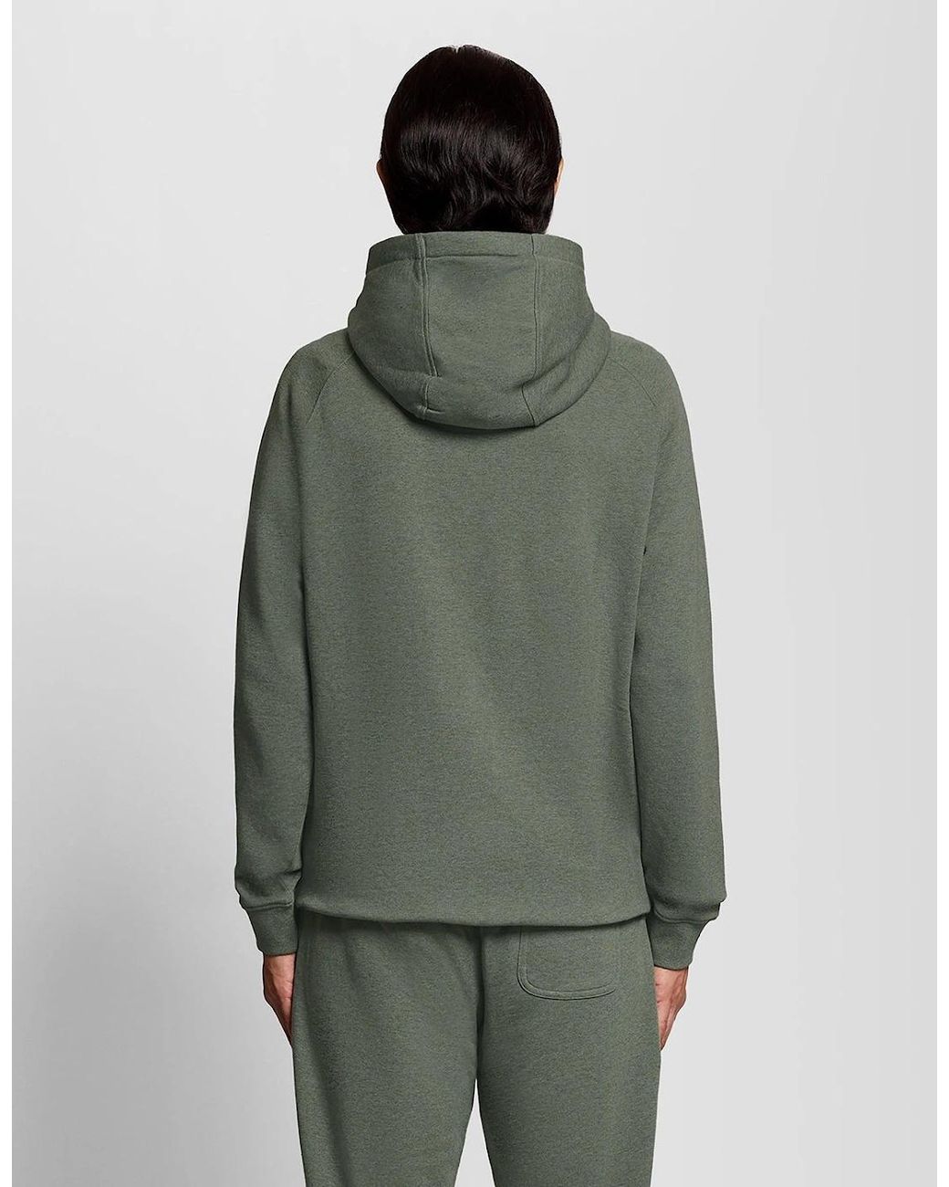 Lyle & Scott Green Cotton Marl Raglan Hoodie for men