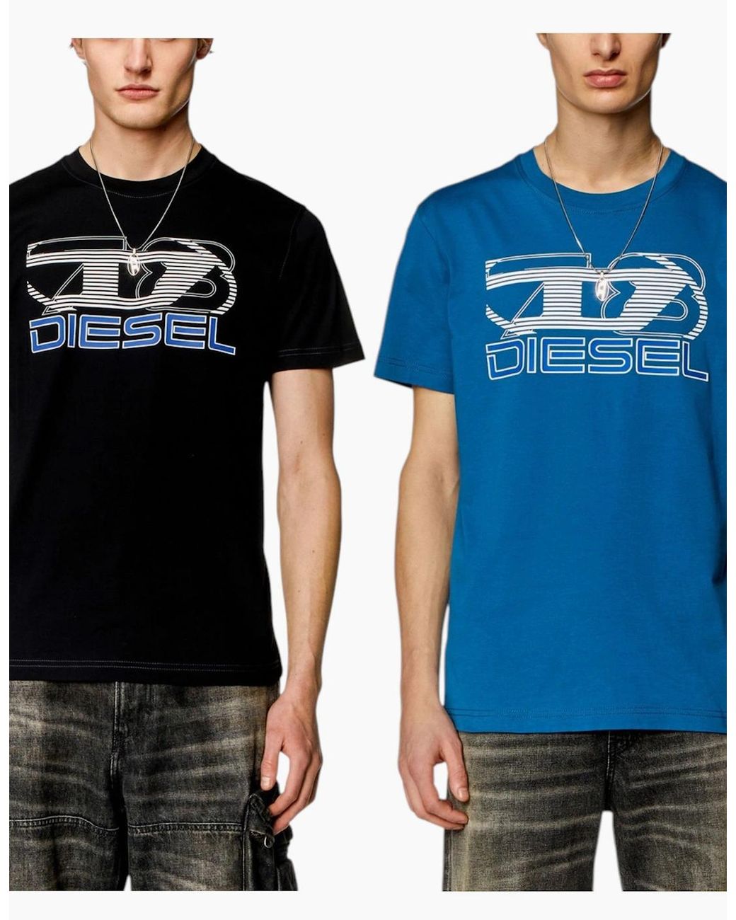 DIESEL Black T Shirts Diegor K74 Graphic Logo Tee for men