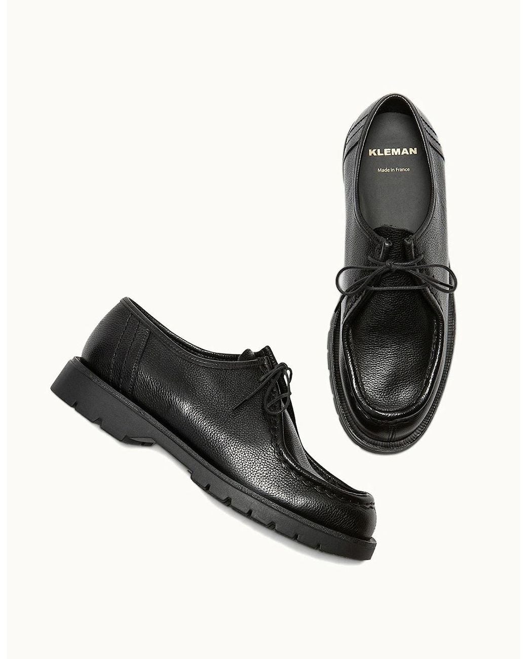 Kleman Black Padror G Veg Tanned Leather Tyrolean Shoes for men