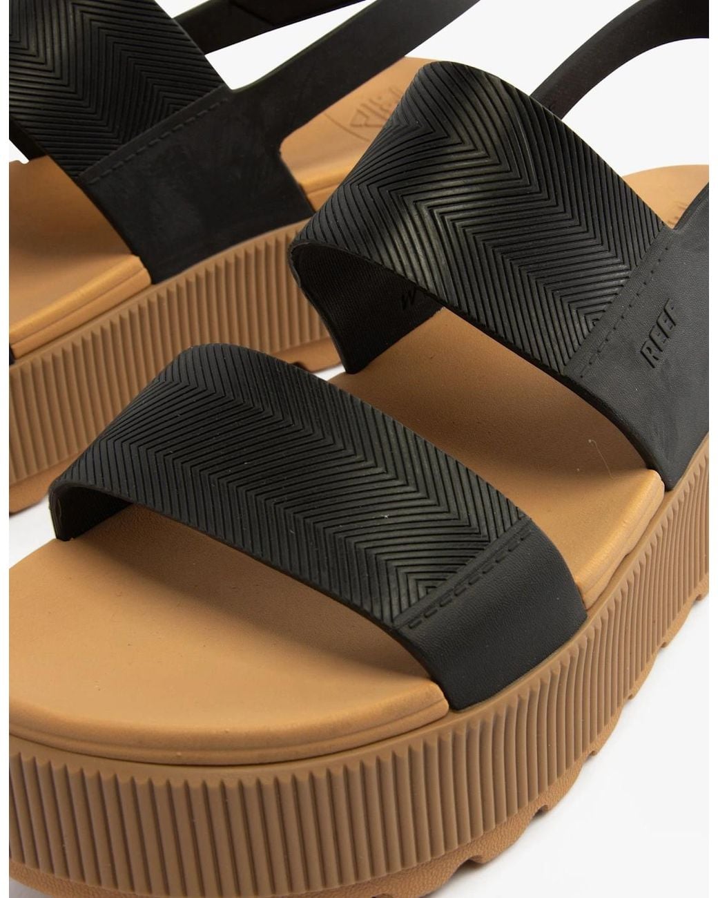 Reef Black Water Vista Higher Platform Sandals/Tan